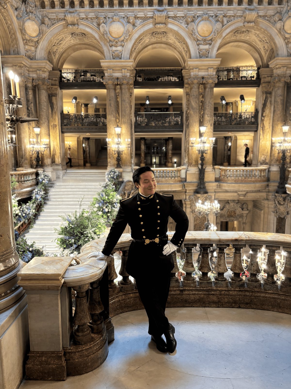 Lizhan Hong in the École Polytechnique grand uniform at the Palais Garnier